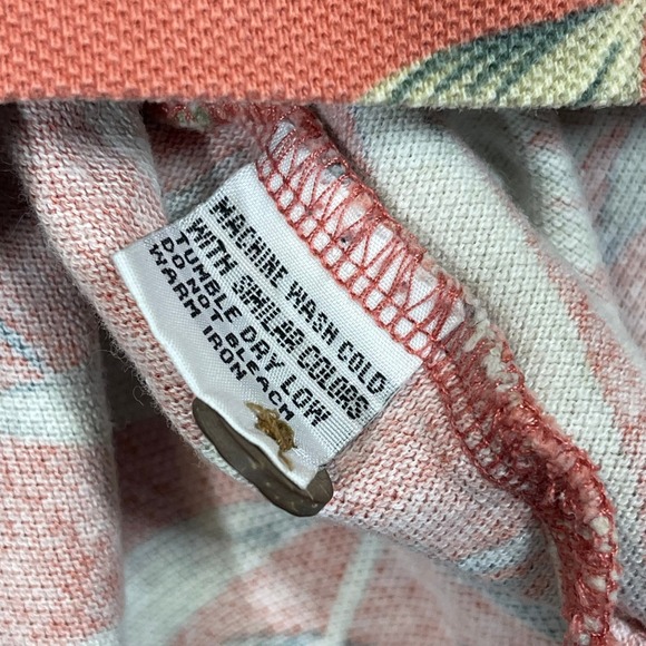 VTG Tommy Bahama Polo Shirt Men Medium Coral Floral Print Hawaiian Cotton Island - Picture 5 of 10